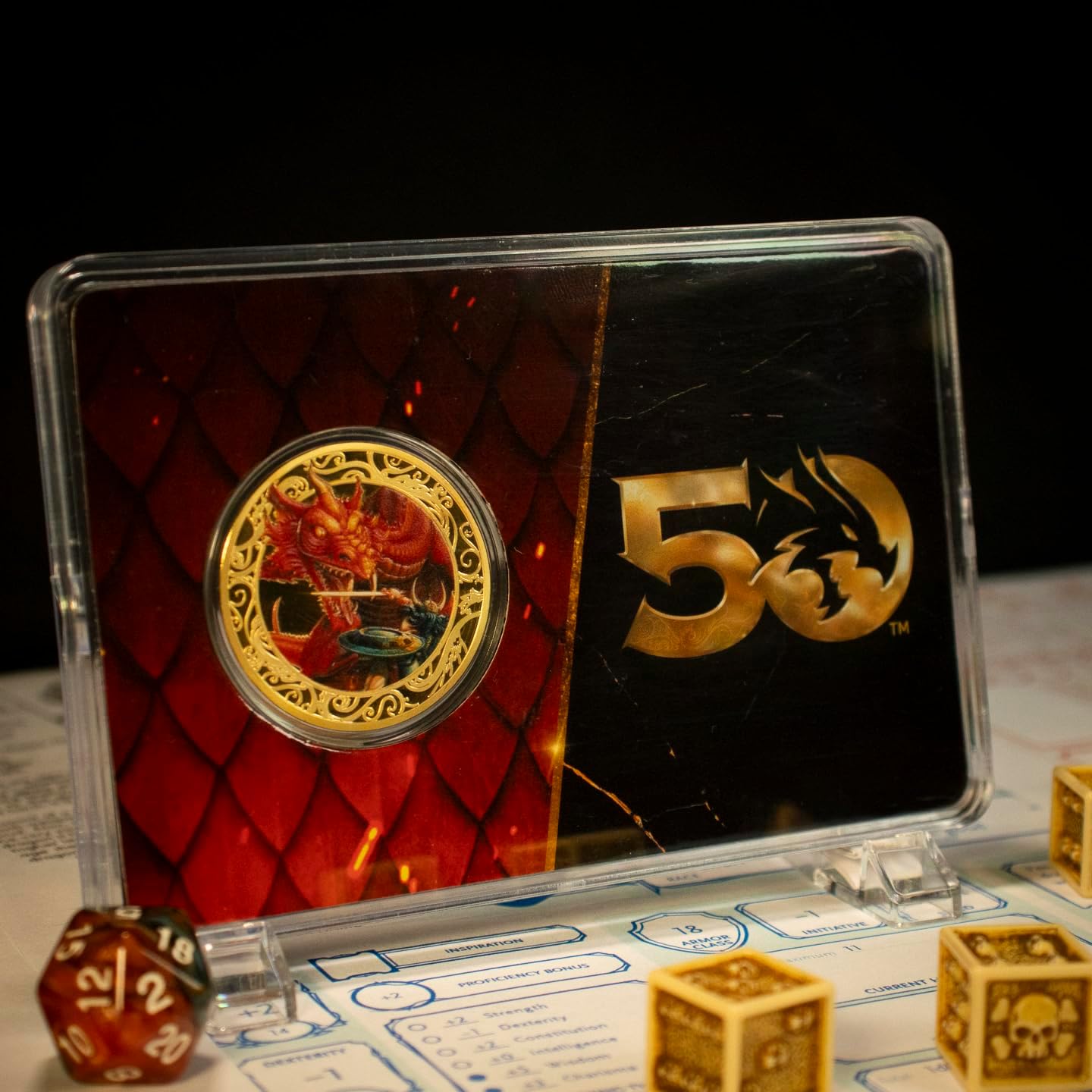 Dungeons & Dragons 50th Anniversary 24K Gold Plated Coin - Fanattik Collectibles - Numbered Limited Edition!
