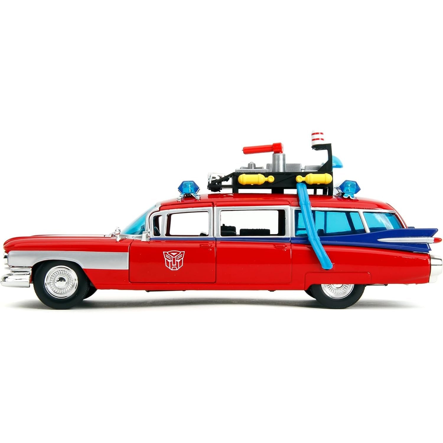 Transformers x Ghostbusters Ecto-1 Optimus Prime Graphics 1:24 Scale Die-Cast Car - Jada Toys - Hollywood Rides