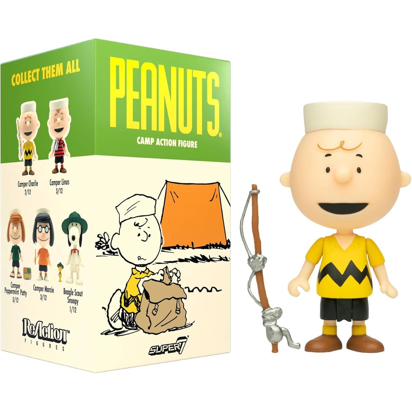 Peanuts Camp Action Figure Blind Box - 1 Random Figure, 5 Possible Designs - Super7 ReAction Figures Wave 3