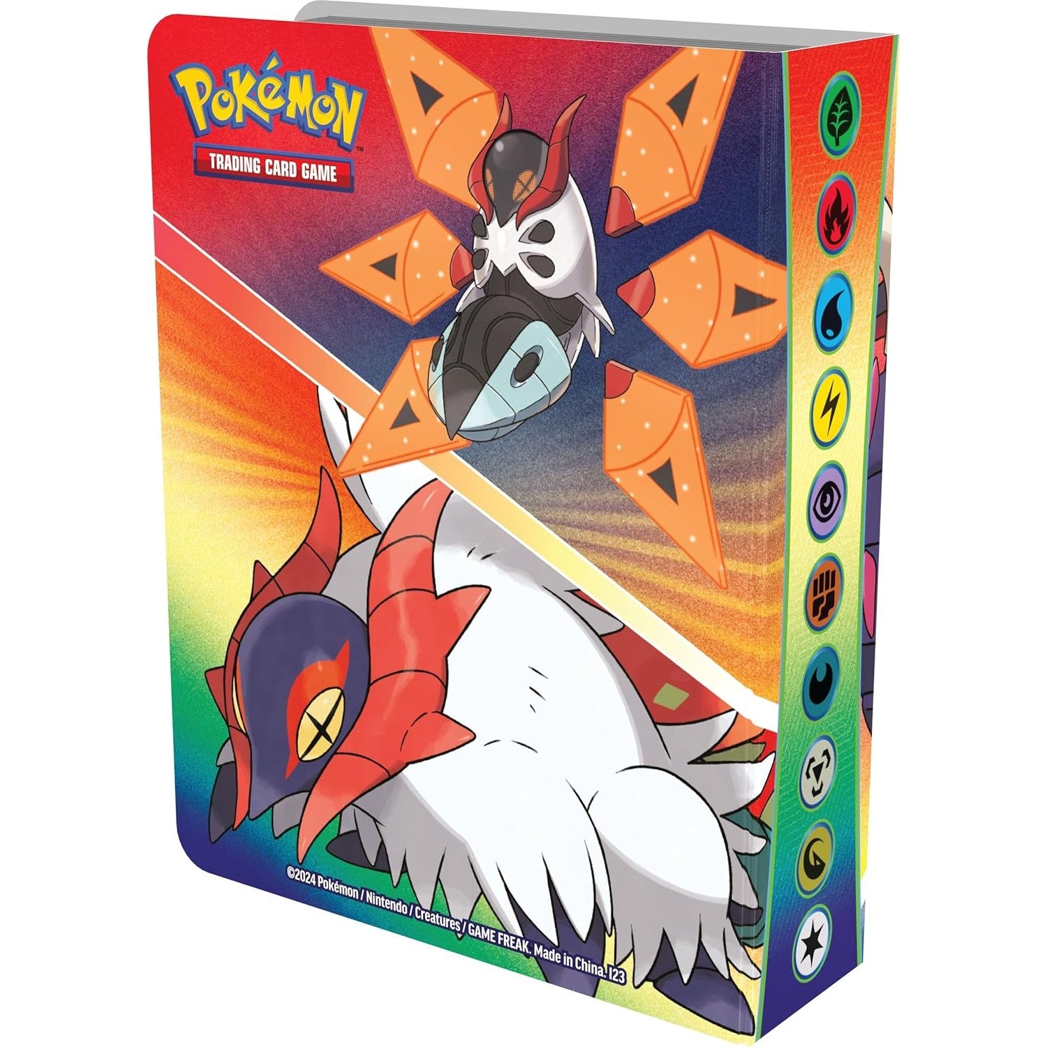 Pokemon TCG Mini Portfolio Q2 2024 - Holds 60 Cards, Includes Booster Pack - Great Tusk, Iron Treads, Iron Moth, Slither Wing