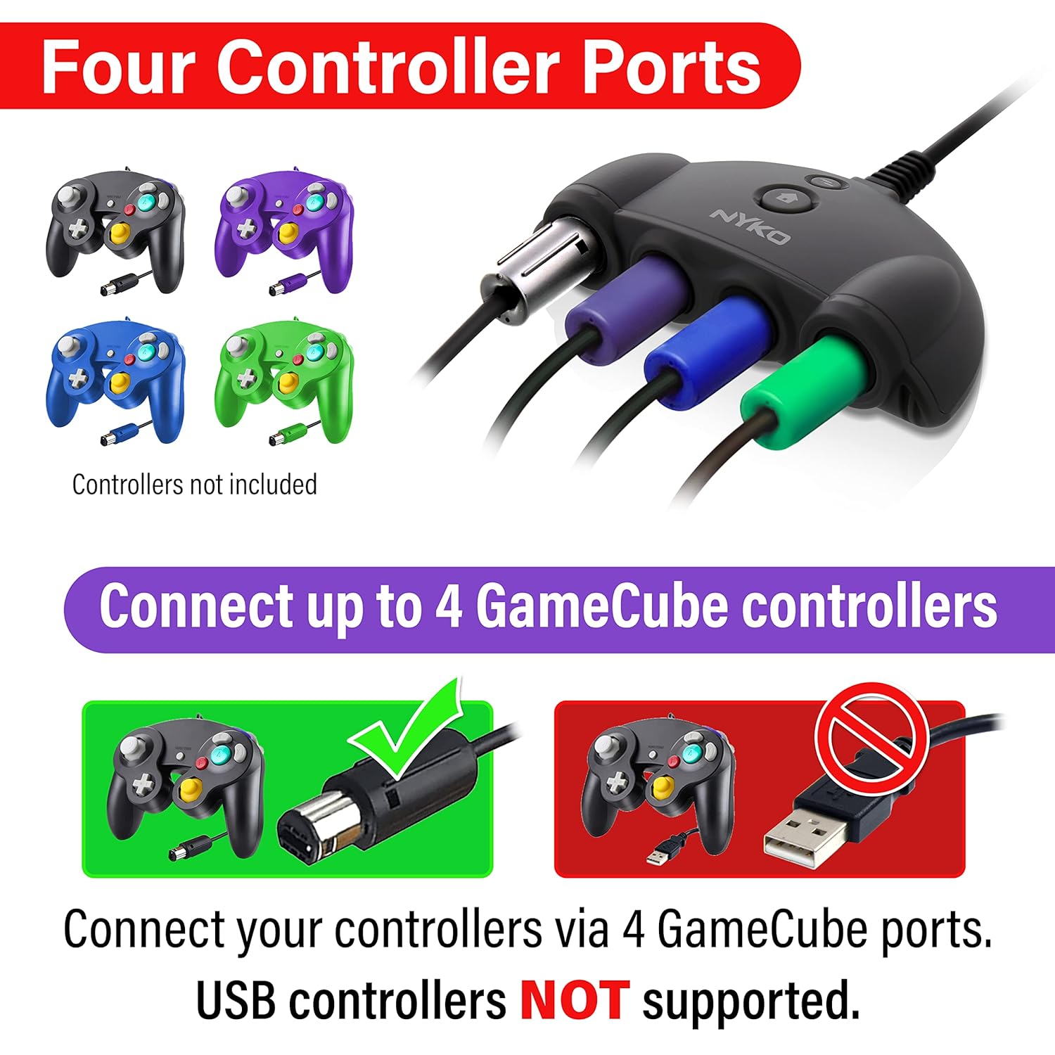 GAMECUBE CONTROLLER ADAPTER NS WII U 3RD PARTY