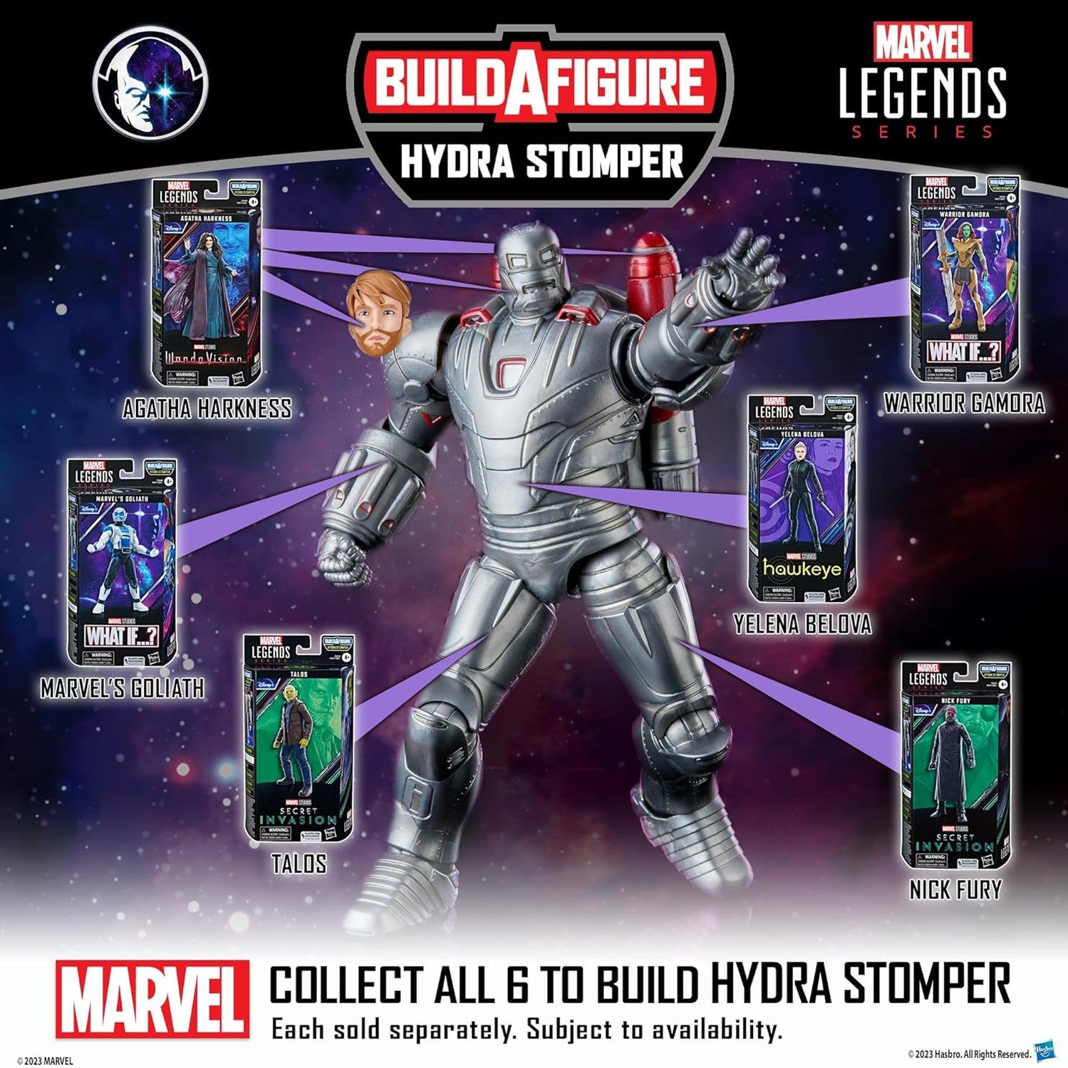 Secret Invasion Nick Fury Action Figure Hydra Stomper BAF - Hasbro - Marvel Legends