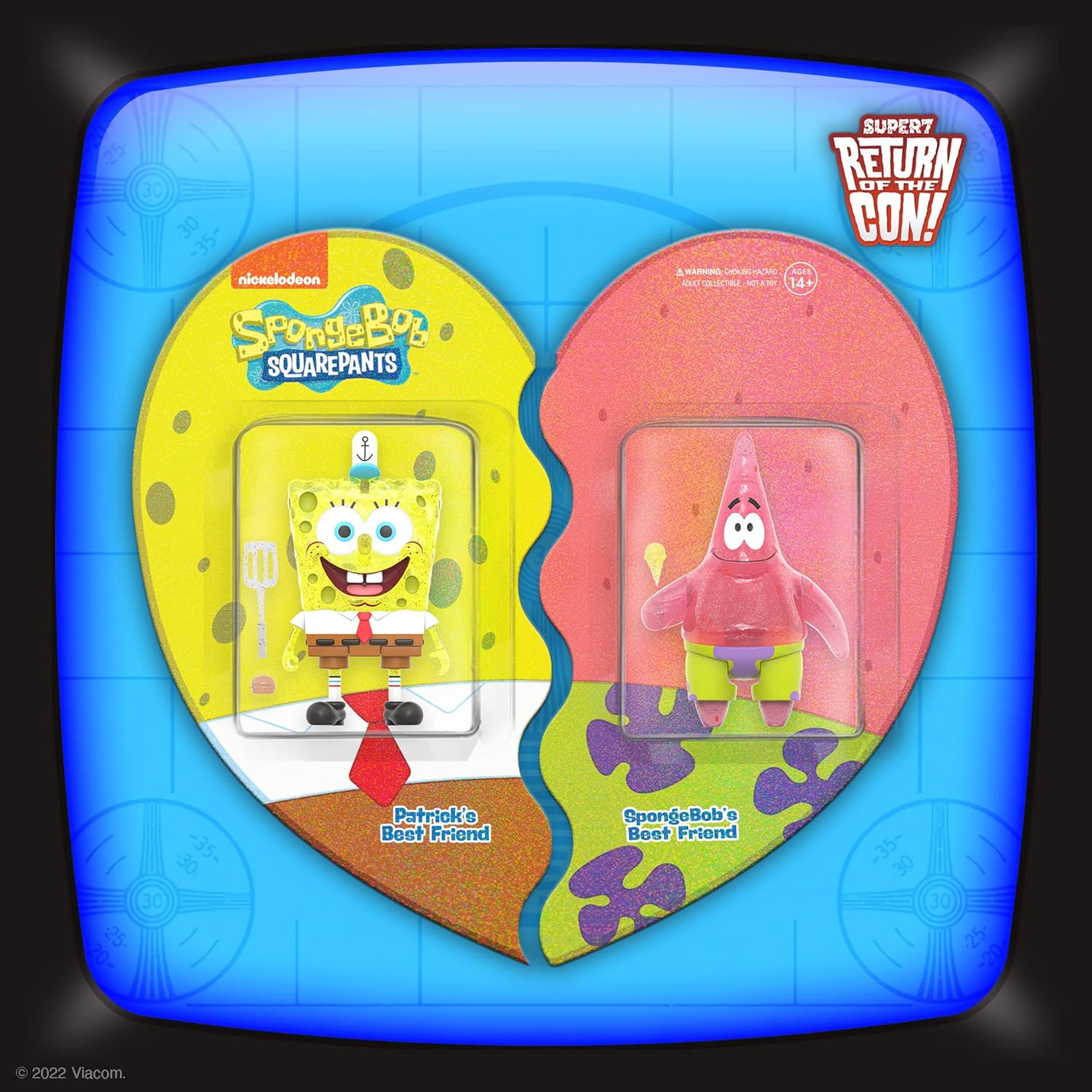 SpongeBob SquarePants SpongeBob and Patrick Glitter Figure 2-Pack - Super7 - SDCC 2022 Exclusive!