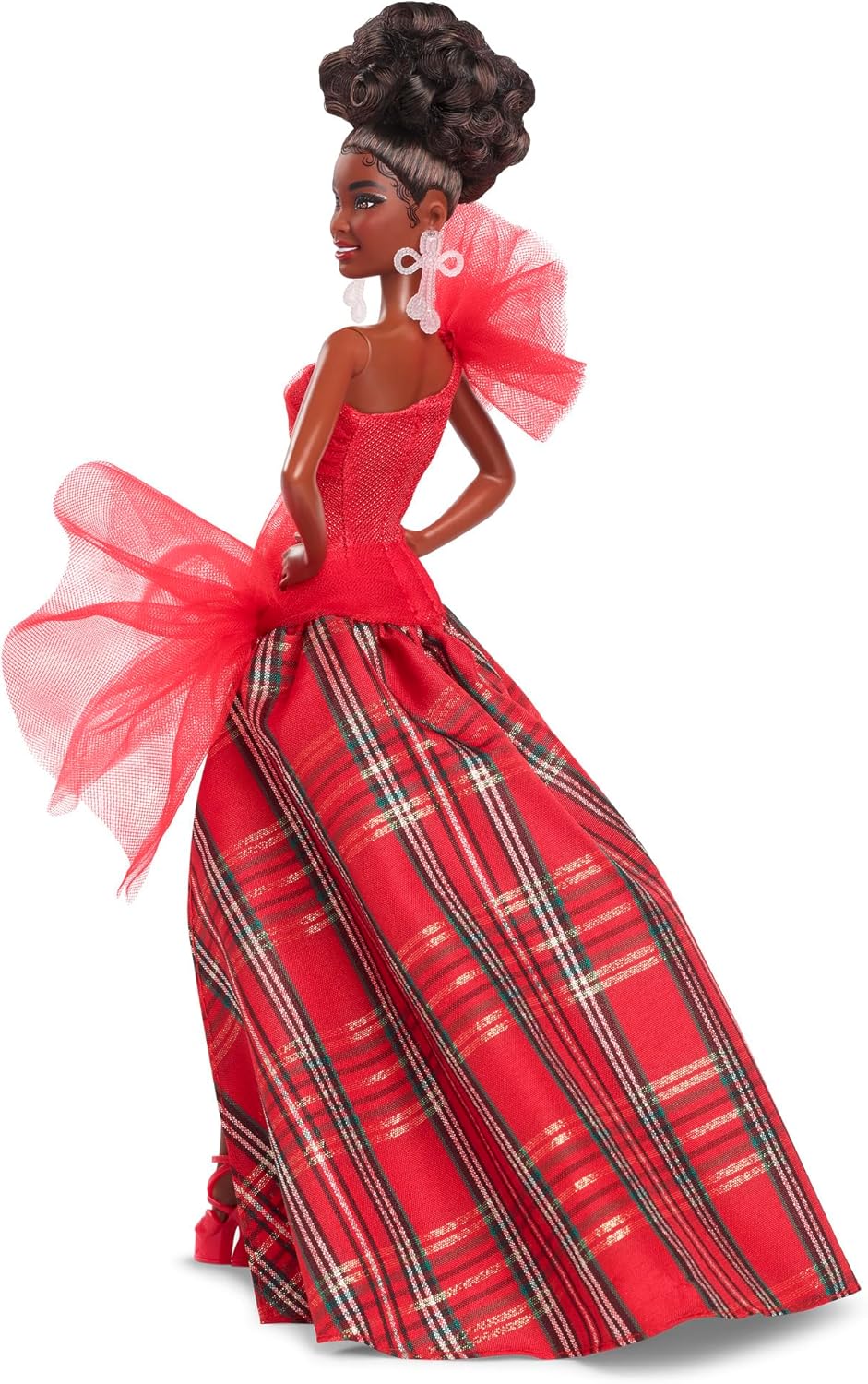 2024 Holiday Barbie Doll Black with Brown Hair, Plaid Dress - Mattel - Barbie Signature Series