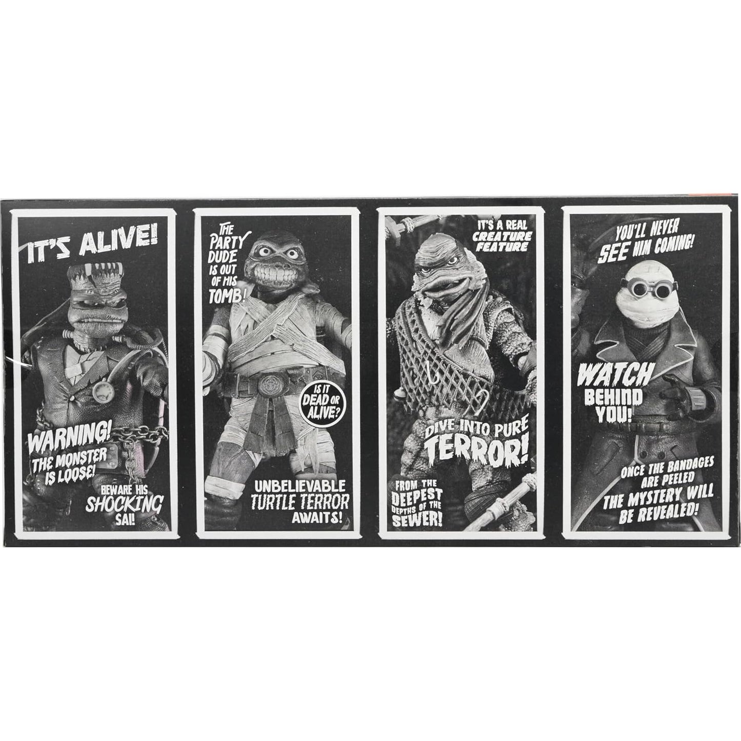 Universal Monsters x Teenage Mutant Ninja Turtles Black & White 7" Action Figure Set - NECA