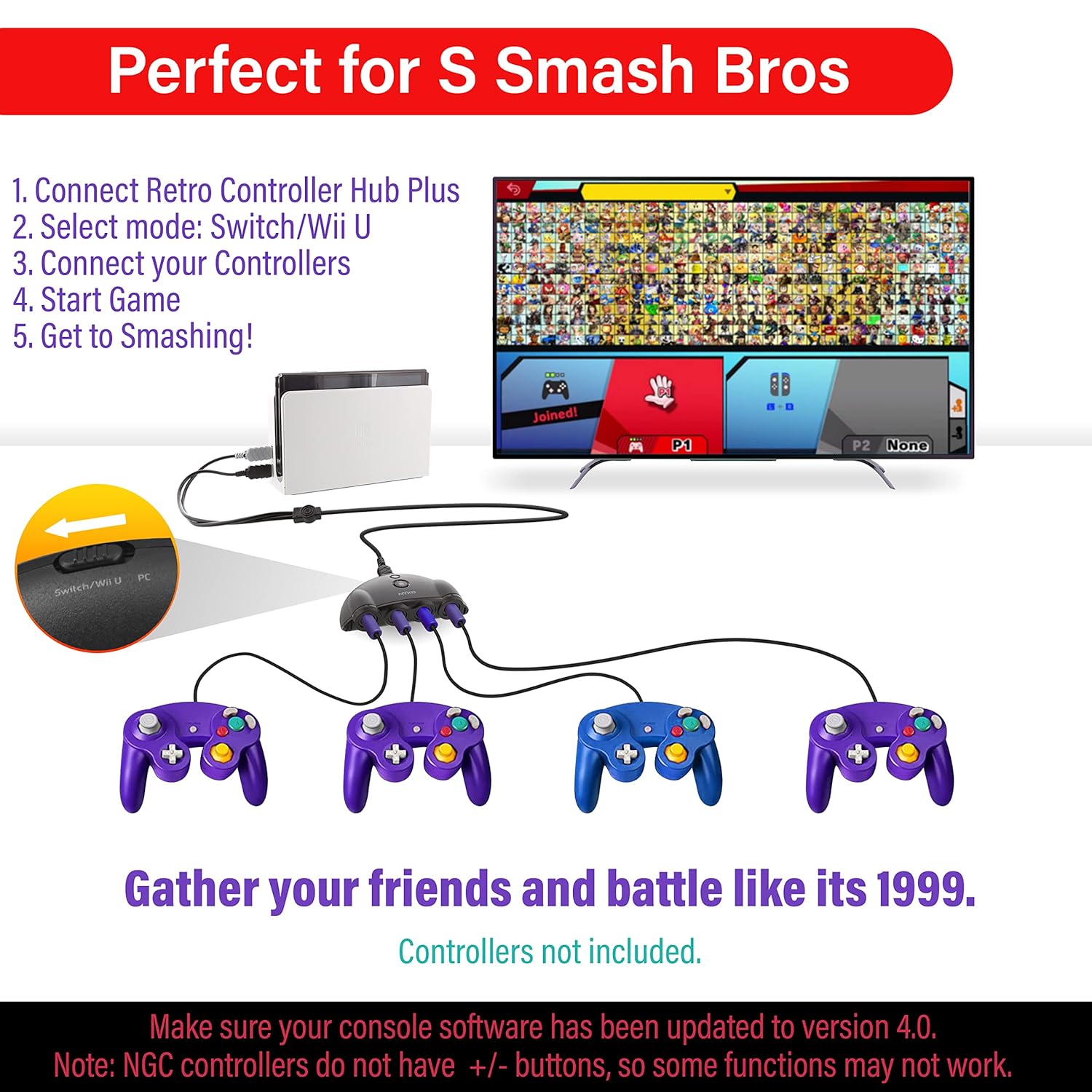 GAMECUBE CONTROLLER ADAPTER NS WII U 3RD PARTY