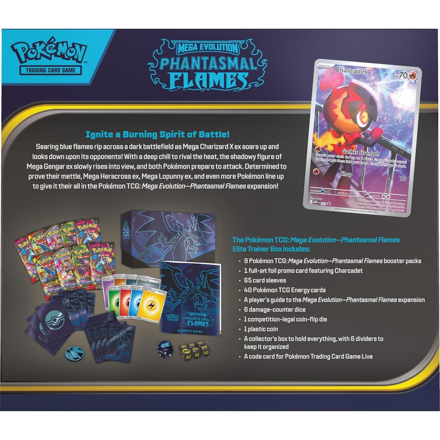 Pokémon TCG: Mega Evolution—Phantasmal Flames Elite Trainer Box - 9 Booster Packs & More! - Ages 6+