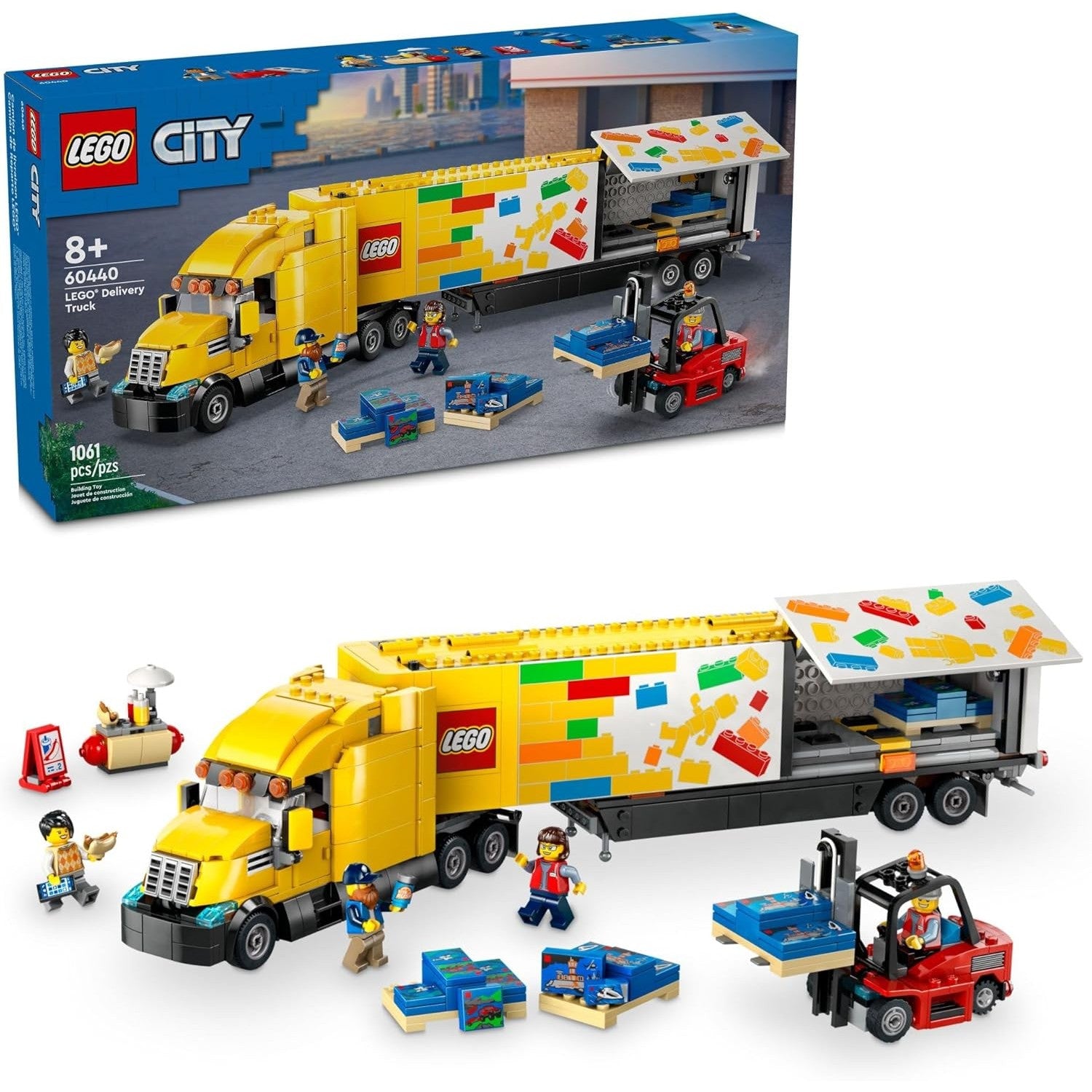LEGO City Yellow Delivery Truck Building Toy Set - LEGO #60440 - Includes Semitruck, Forklift and 4 Minifigures!