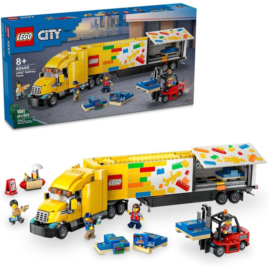 LEGO City Yellow Delivery Truck Building Toy Set - LEGO #60440 - Includes Semitruck, Forklift and 4 Minifigures!