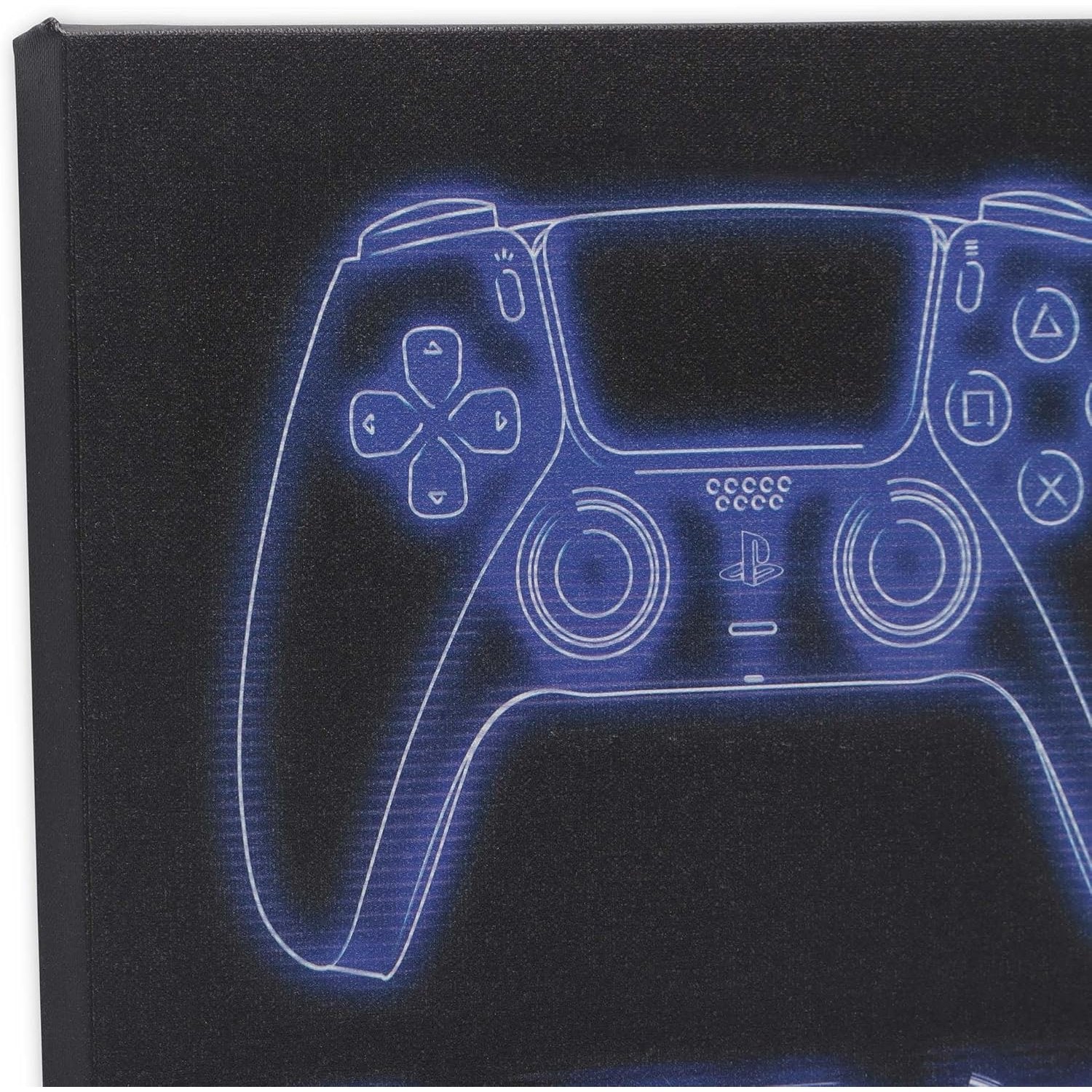 Playstation Blue Neon Controller Art Print on Gallery Wrapped Canvas - Sony, Open Road Brands