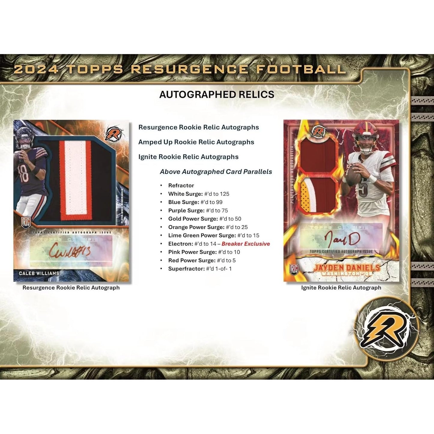 2024 Resurgence Football Mega Box - 6 Packs, 48 Trading Cards - Topps