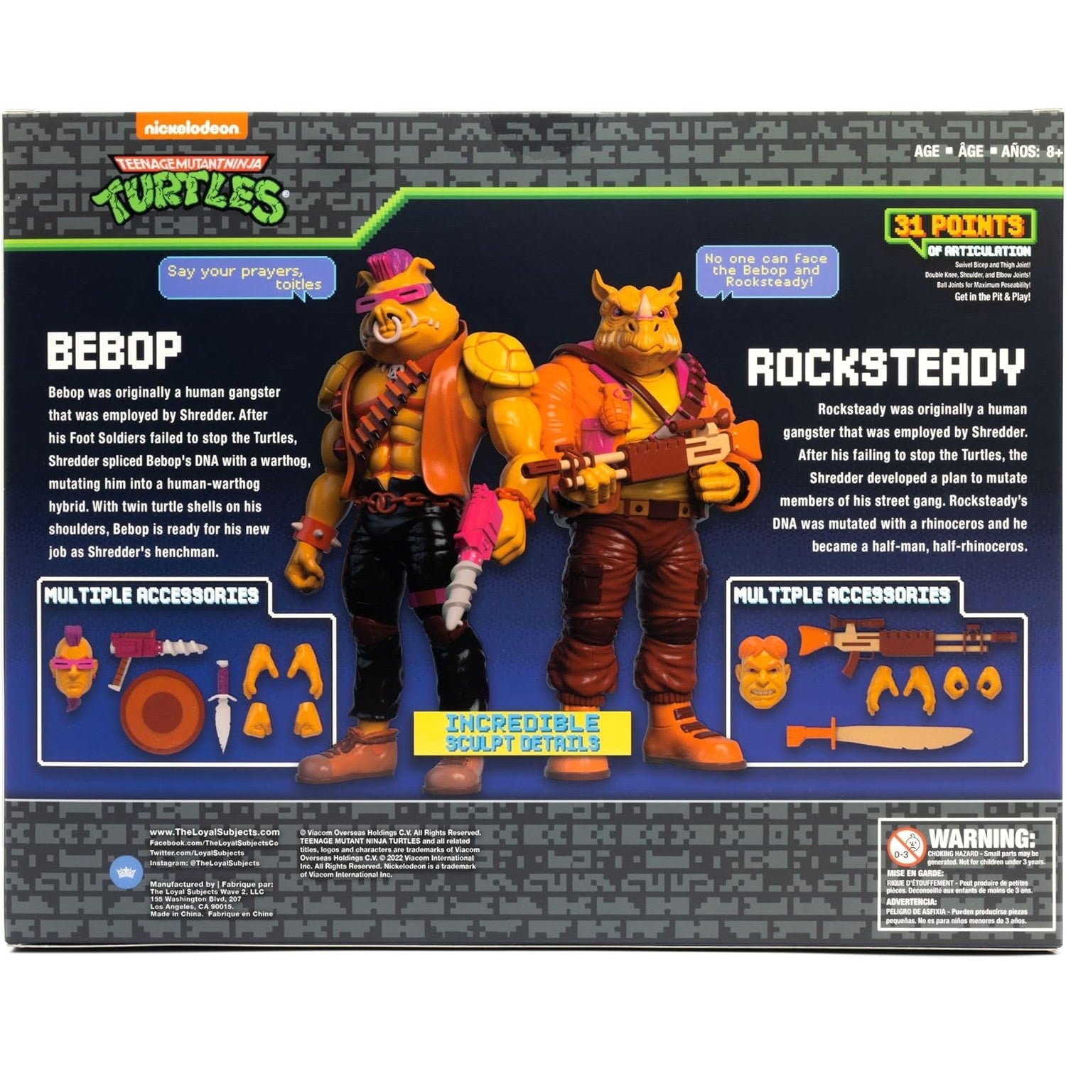 Teenage Mutant Ninja Turtles: Turtles in Time Arcade Bebop & Rocksteady Action Figure Set 2-Pack - The Loyal Subjects BST AXN San Diego Exclusive, Limited Edition: 3000