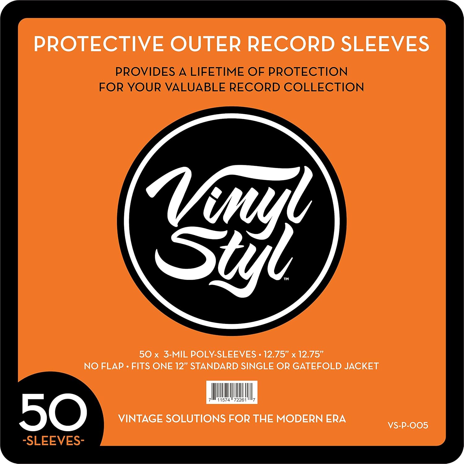 Protective Outer Record Sleeves 3-Mil, Clear, 50 Count - Fits 12" Vinyl Record Jackets - Vinyl Styl