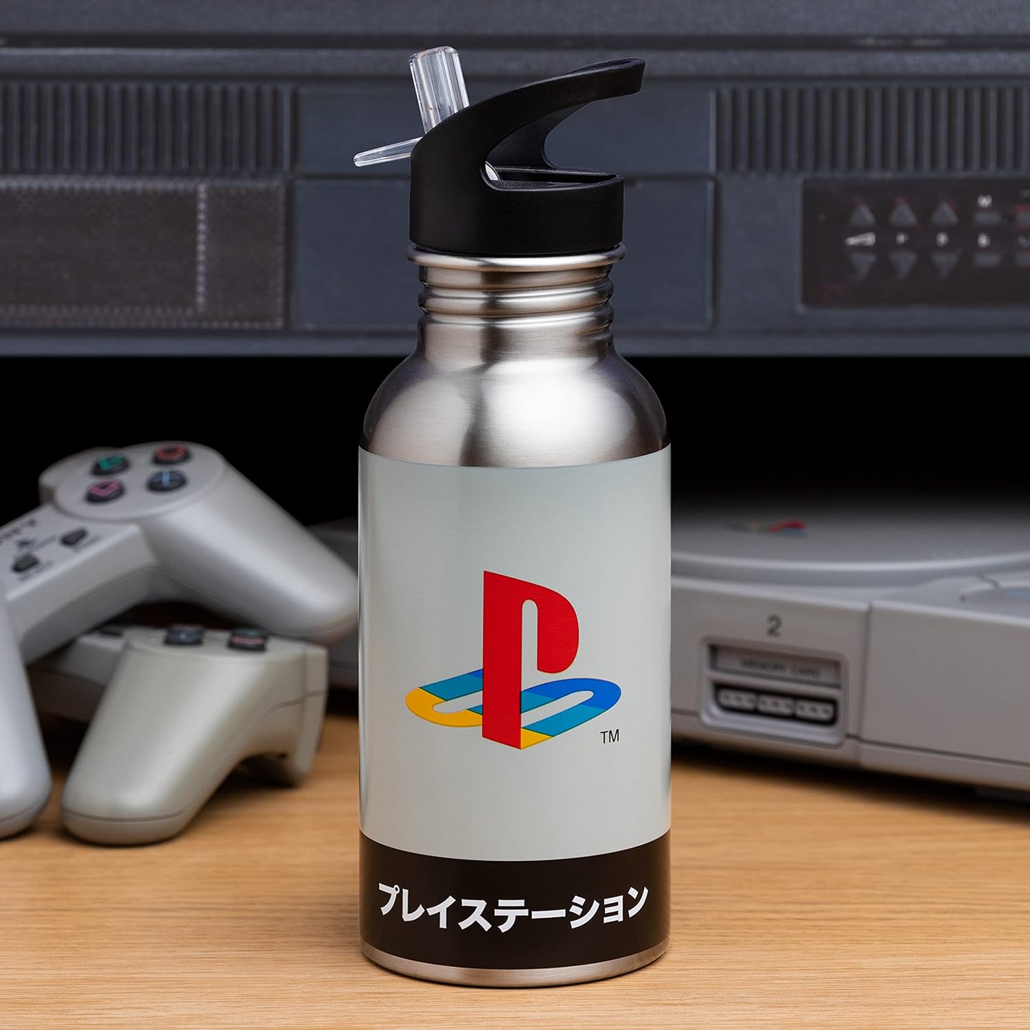 PlayStation Heritage Stainless Steel Water Bottle - 500 ml, 16.9 fl oz - Paladone