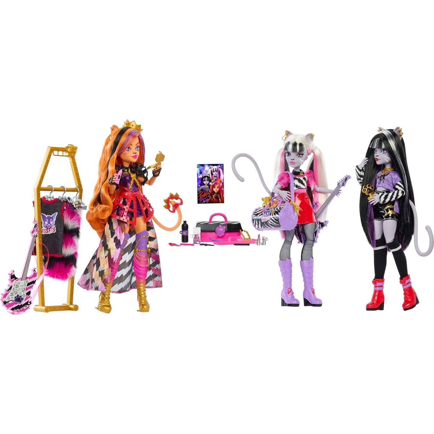 Monster High The Hissfits Band Doll Set: Toralei Stripe, Meowlody & Purrsephone 3-Pack - Mattel