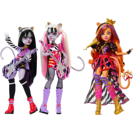 Monster High The Hissfits Band Doll Set: Toralei Stripe, Meowlody & Purrsephone 3-Pack - Mattel