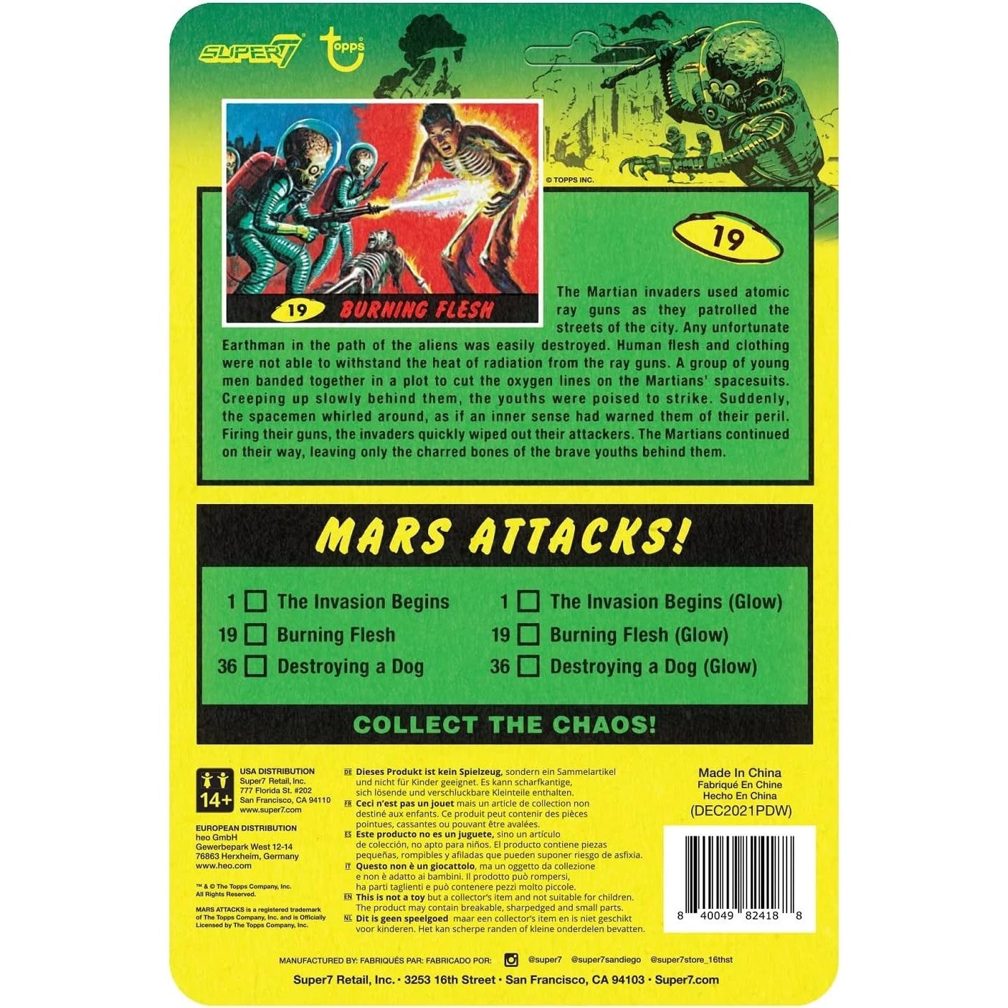 Mars Attacks Burning Flesh Glow Ver. Action Figure - Super7 - ReAction Wave 2