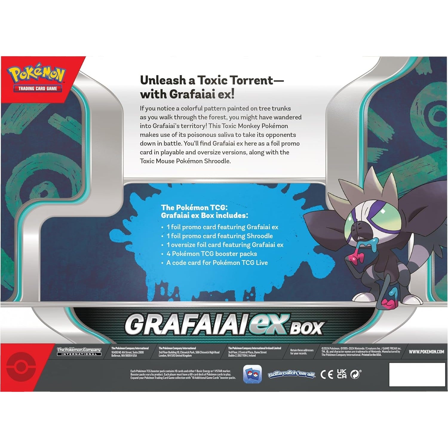 Pokémon TCG: Grafaiai ex Box - 4 Booster Packs, Foil Promo & More!