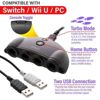 GAMECUBE CONTROLLER ADAPTER NS WII U 3RD PARTY