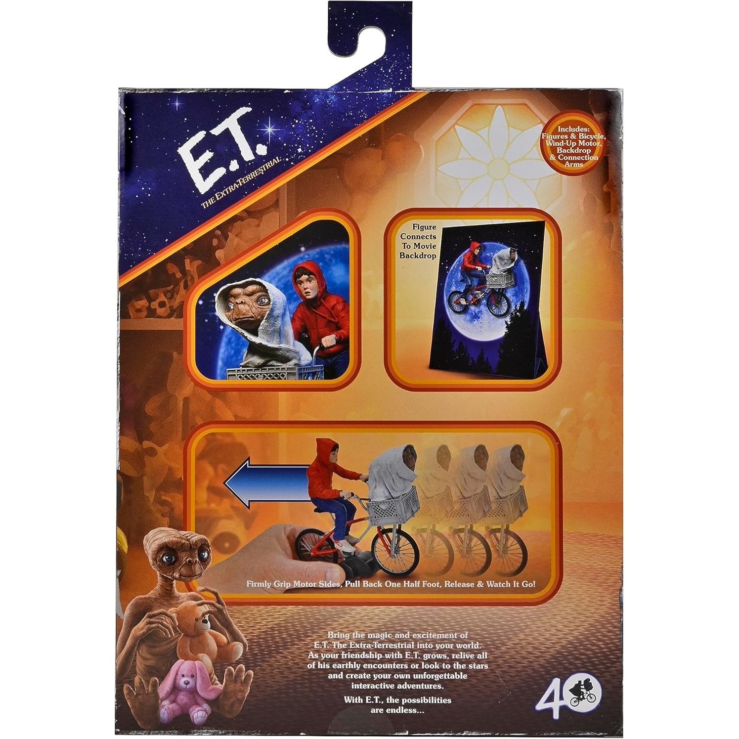 E.T. 40th Anniversary Elliot & E.T. on Bicycle 7" Scale Figure - NECA