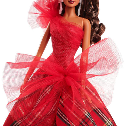 2024 Holiday Barbie Doll Latina with Brown Hair, Plaid Dress - Mattel - Barbie Signature Series