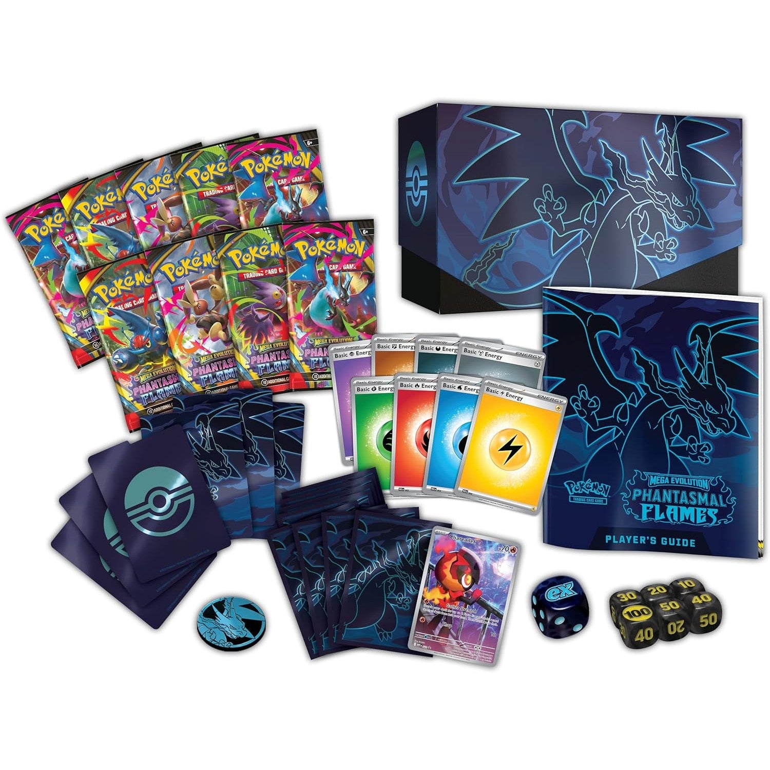 Pokémon TCG: Mega Evolution—Phantasmal Flames Elite Trainer Box - 9 Booster Packs & More! - Ages 6+