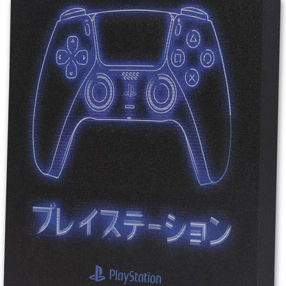 Playstation Blue Neon Controller Art Print on Gallery Wrapped Canvas - Sony, Open Road Brands