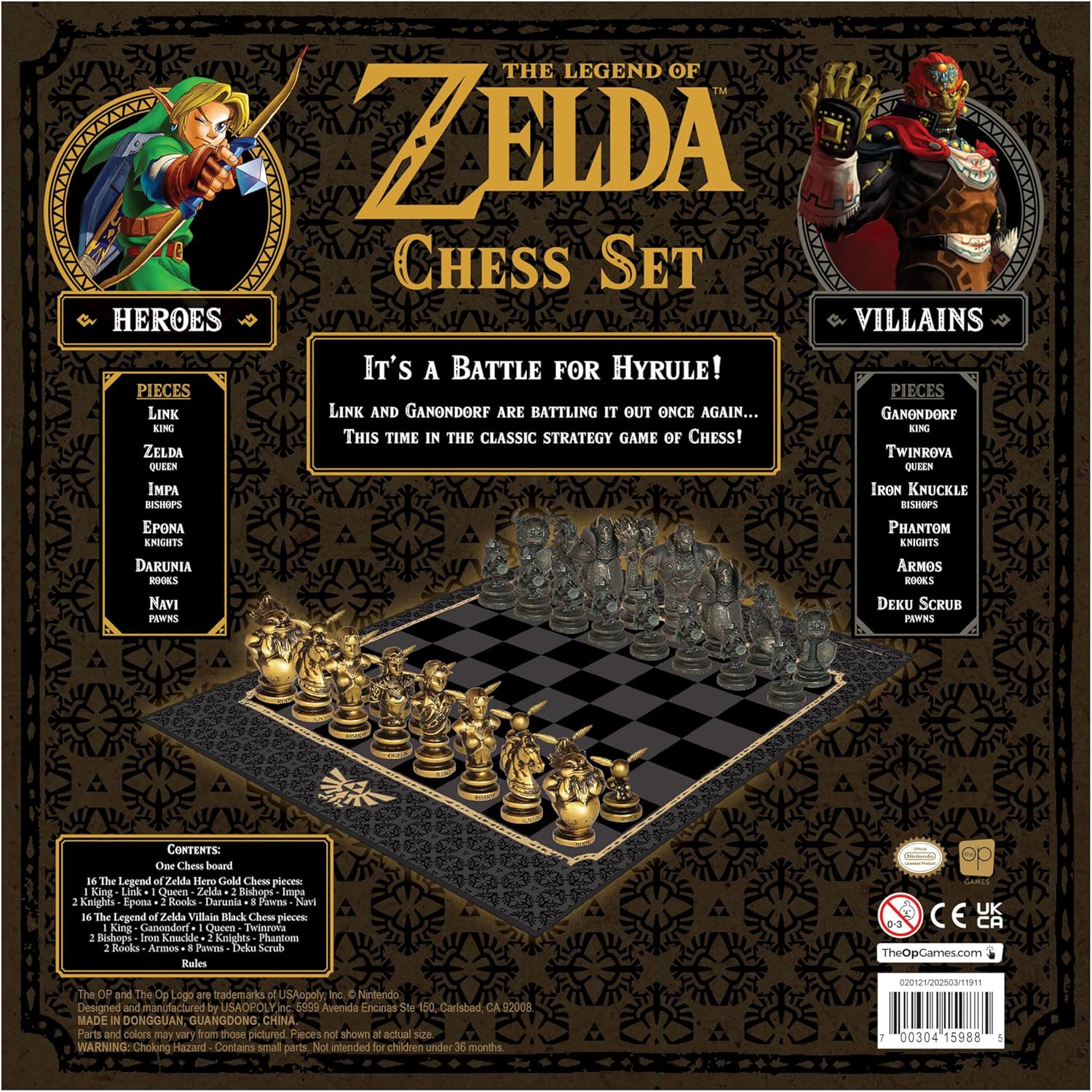 The Legend of Zelda Link vs. Ganondorf Chess Set - 32 Pieces, USAopoly - Officially Licensed by Nintendo
