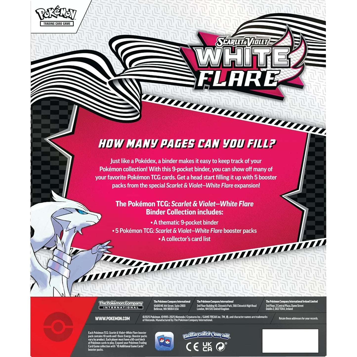 Pokemon TCG Scarlet & Violet 10.5 White Flare Binder Collection - Includes 5 Booster Packs!
