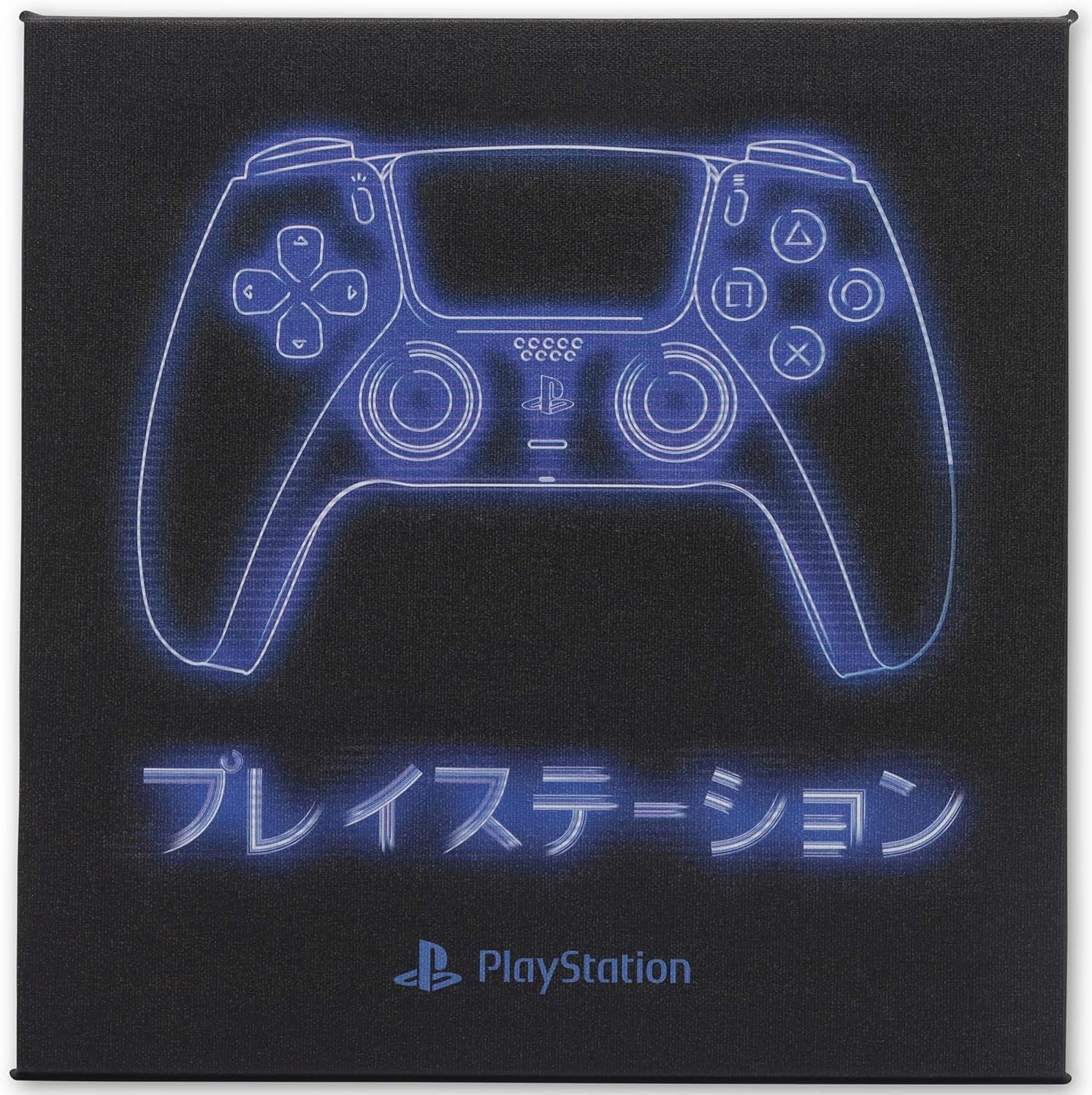 Playstation Blue Neon Controller Art Print on Gallery Wrapped Canvas - Sony, Open Road Brands