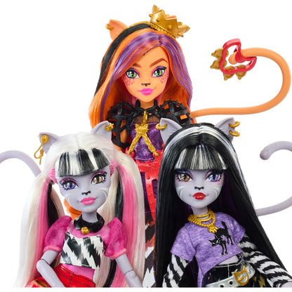 Monster High Dolls, the Hissfits Band three-Pack With Toralei Stripe, Meowlody And Purrsephone