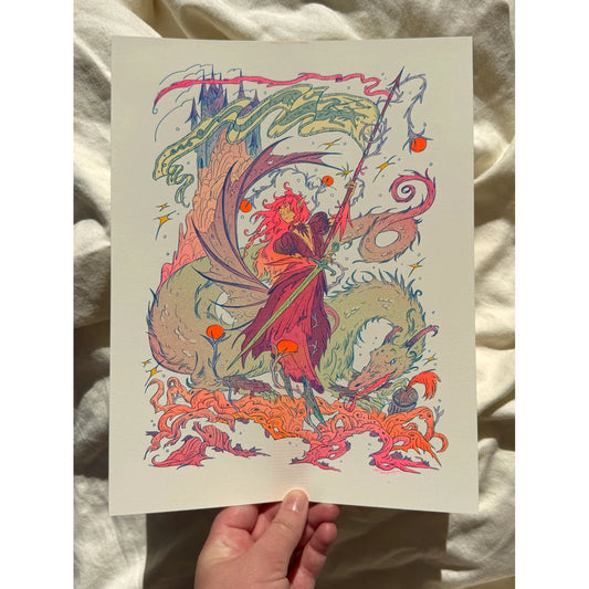 Dragon Warrior Riso Print - Natalie Andrewson