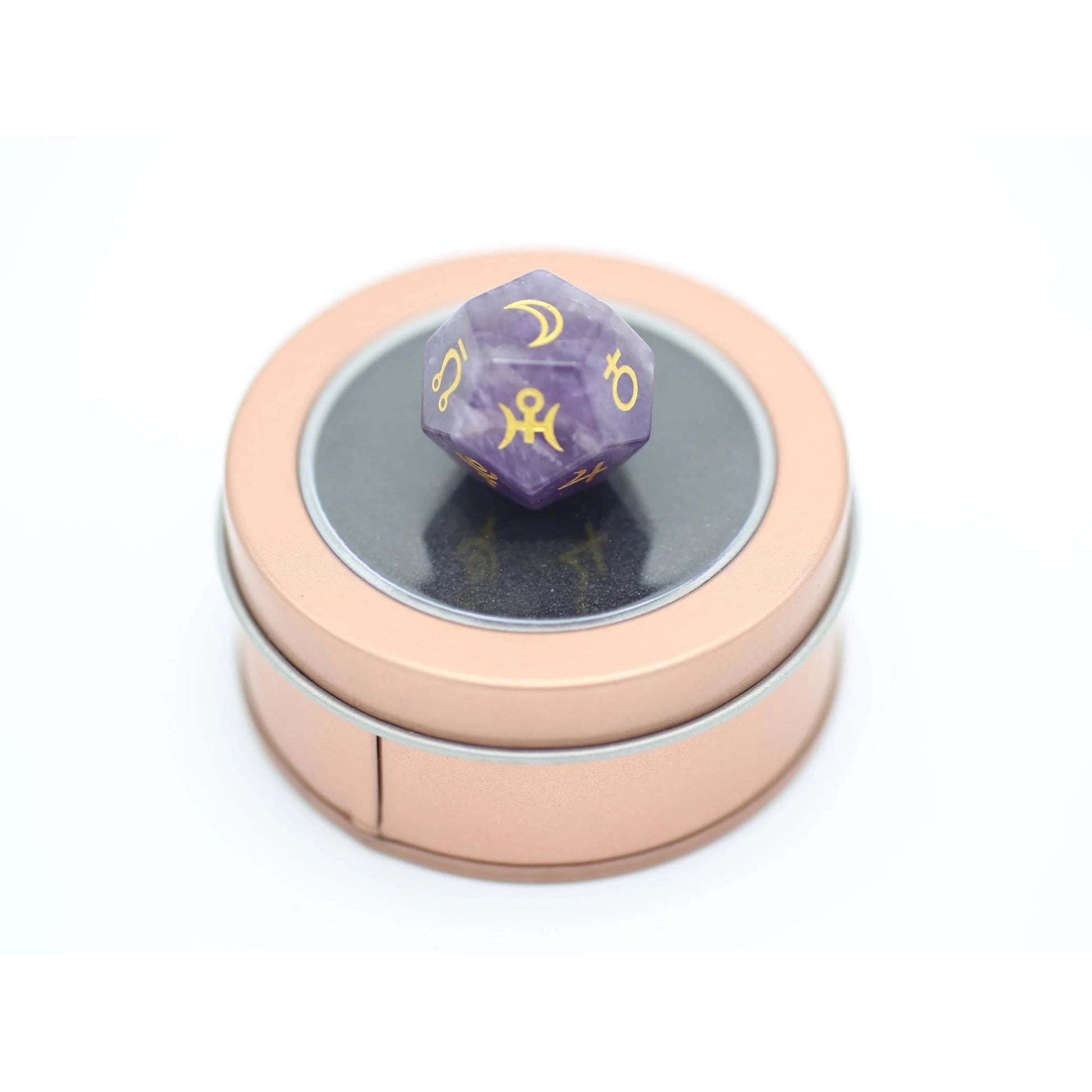 Single Gemstone Astral D12 Die - Amethyst - Hymgho Dice