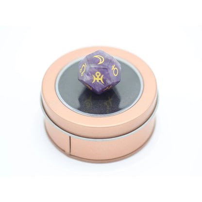 Single Gemstone Astral D12 Die - Amethyst - Hymgho Dice