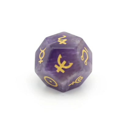 Single Gemstone Astral D12 Die - Amethyst - Hymgho Dice