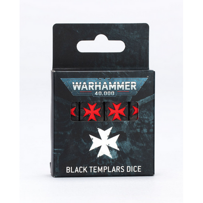 Warhammer 40,000 Black Templars Dice - Set of 16 Pearlised Black, Grey & Red - Games Workshop