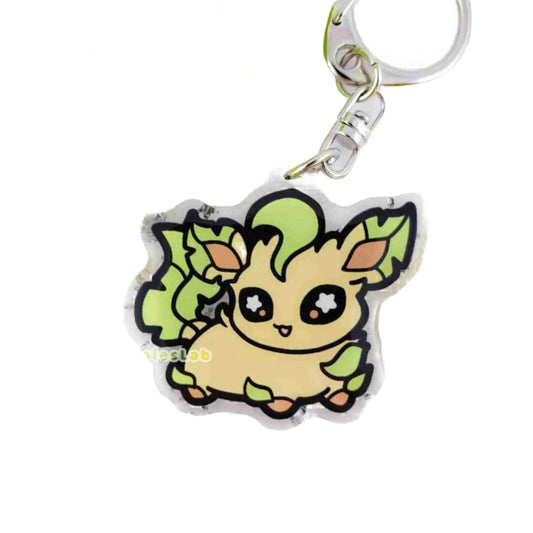 Pokemon Chibi Eeveelution Leafeon Acrylic Keychain Charm - Bonnies Lab