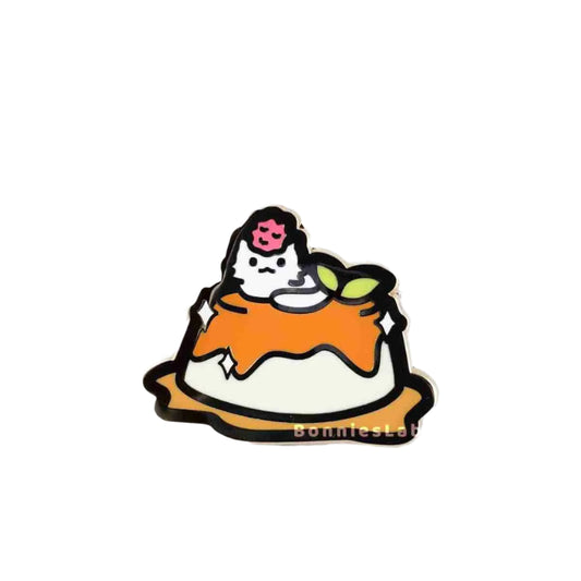 Neko Cafe Caramel Flan Enamel Pin - Bonnies Lab