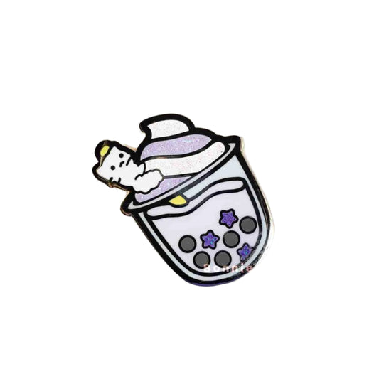 Neko Cafe Sweets Series 2 Taro Milk Tea Enamel Pin - Bonnies Lab