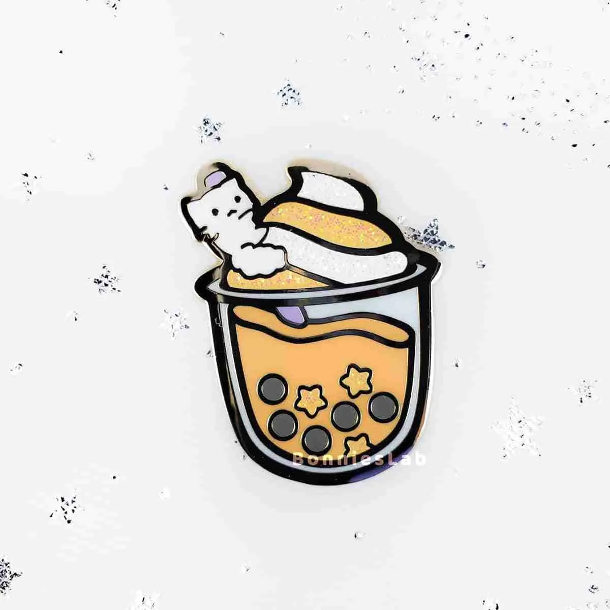 Neko Cafe Thai Iced Tea Enamel Pin - Bonnies Lab