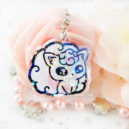 Pokemon Shiny Alolan Vulpix Holographic Acrylic Keychain Charm - Bonnies Lab