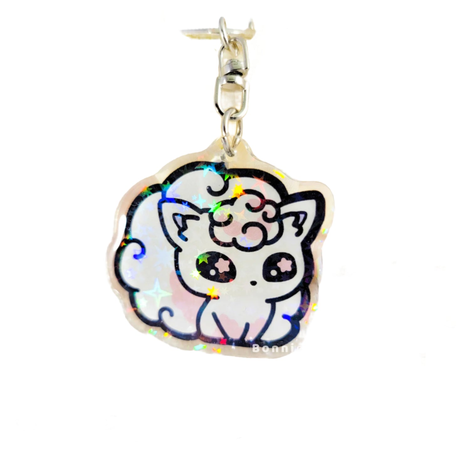 Pokemon Shiny Alolan Vulpix Holographic Acrylic Keychain Charm - Bonnies Lab