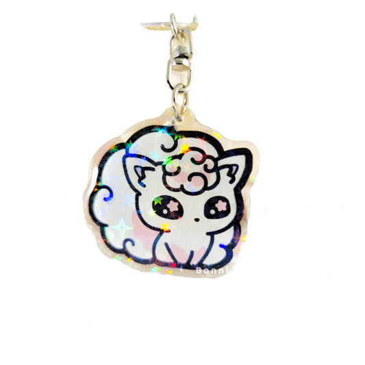 Pokemon Shiny Alolan Vulpix Holographic Acrylic Keychain Charm - Bonnies Lab
