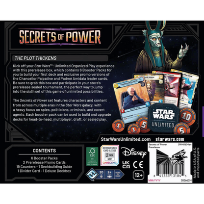 Star Wars: Unlimited Secrets of Power Pre-Release Box - 6 Packs: 16 Cards ea. - Fantasy Flight Games