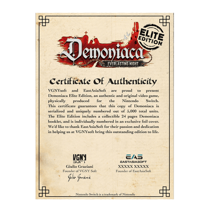 Demoniaca: Everlasting Night Elite Edition - Nintendo Switch VGNYsoft, Individually Numbered