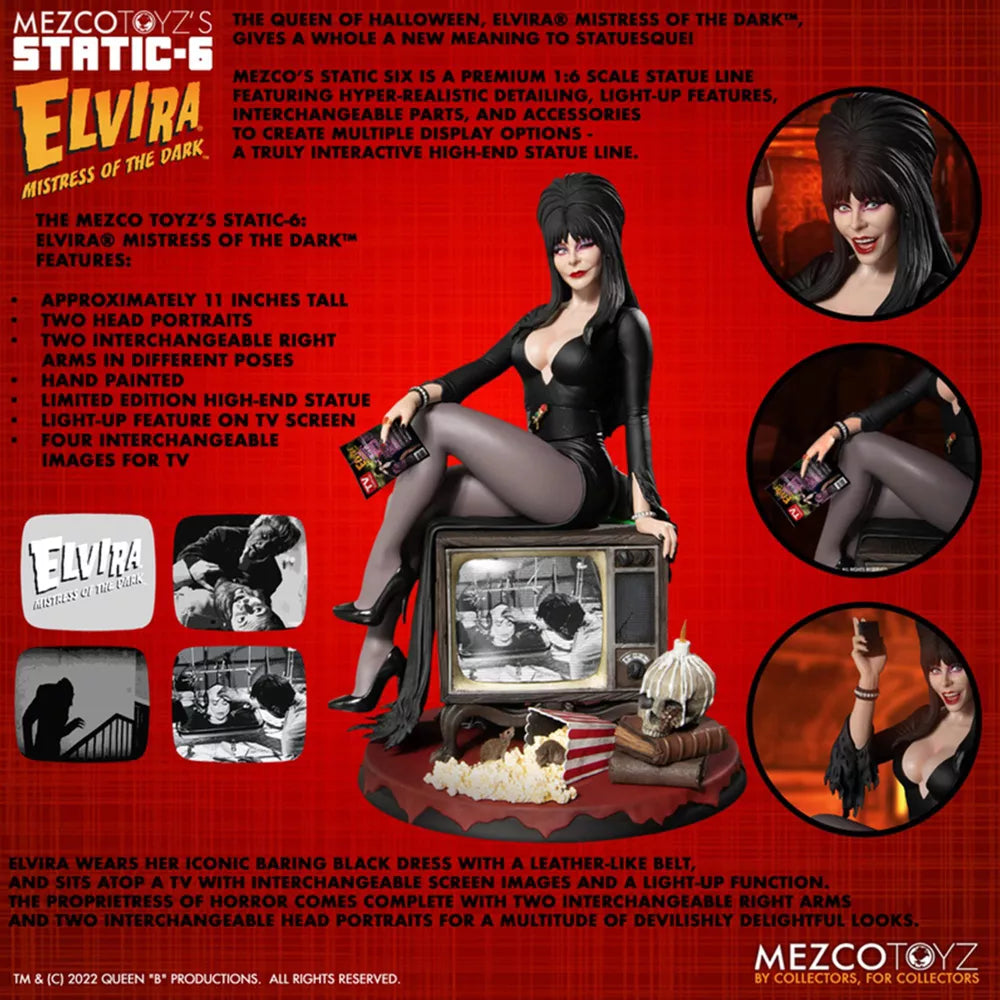 Elvira Mistress Of The Dark - Mezco Toyz Static-6 1:6 Scale Premium Statue