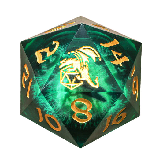 Always Watching: Beholder's Gaze D20 Die with LED Light - 33mm, Sharp Edged Resin - Hymgho Dice