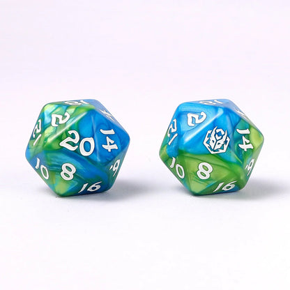 Wyrmformed Rollers Banshee's Wail Metal Polyhedral Dice Set - 8-Piece, Green & Blue, Rounded Edge - Hymgho Dice