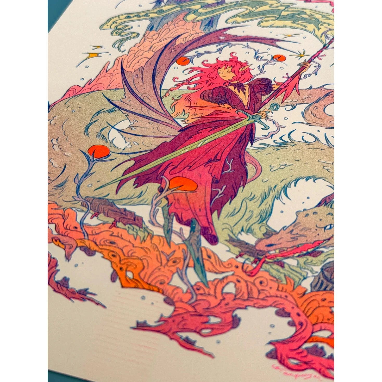 Dragon Warrior Riso Print - Natalie Andrewson