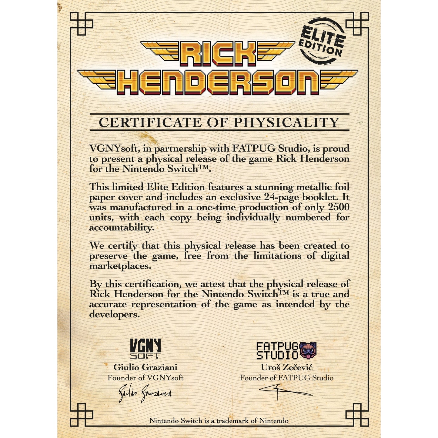 Rick Henderson Extra Elite Edition - Nintendo Switch - VGNYsoft, Eastasiasoft Limited